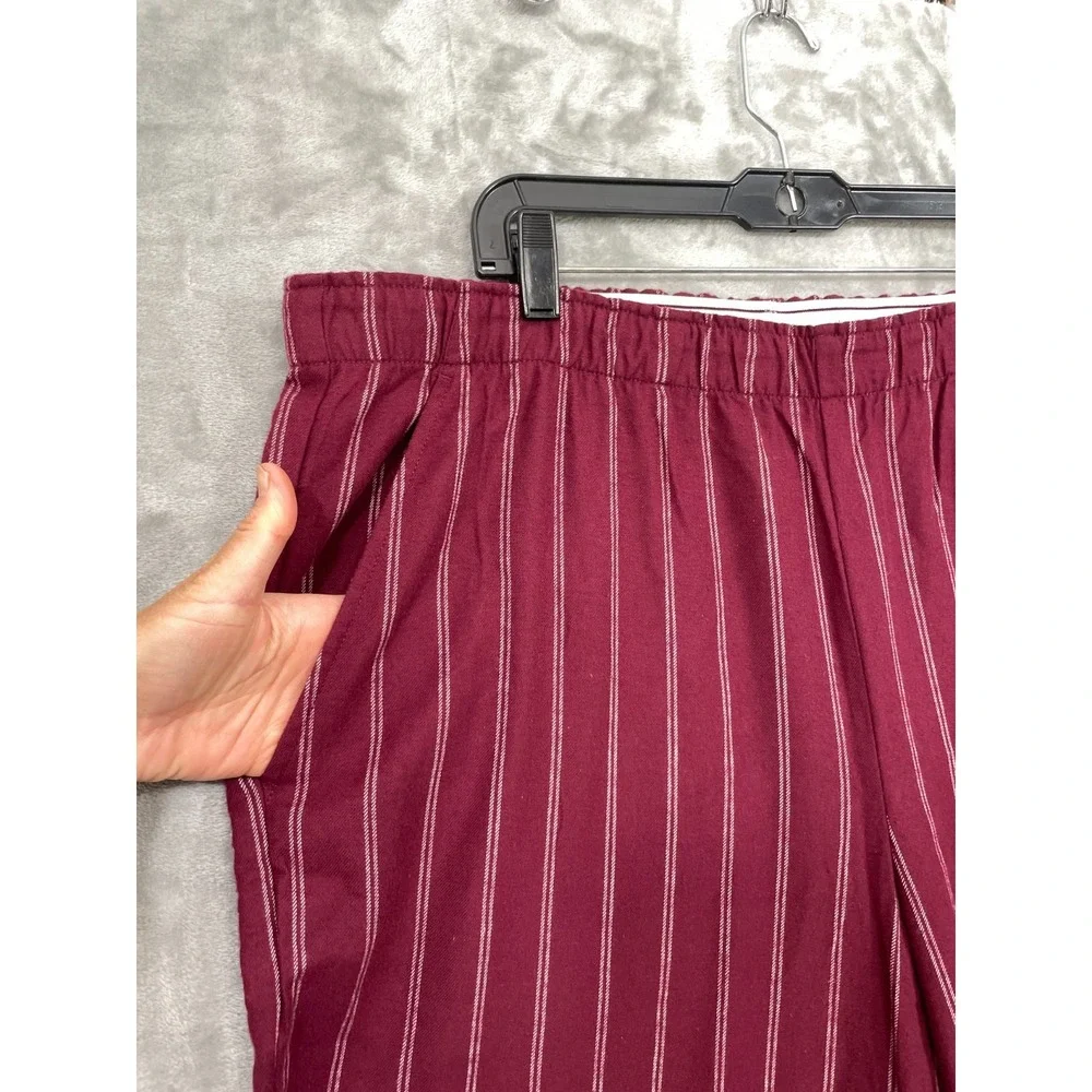 GapBody Mens XL Flannel Pajama Pants Burgundy Striped Cotton Sleep Bottoms NWT